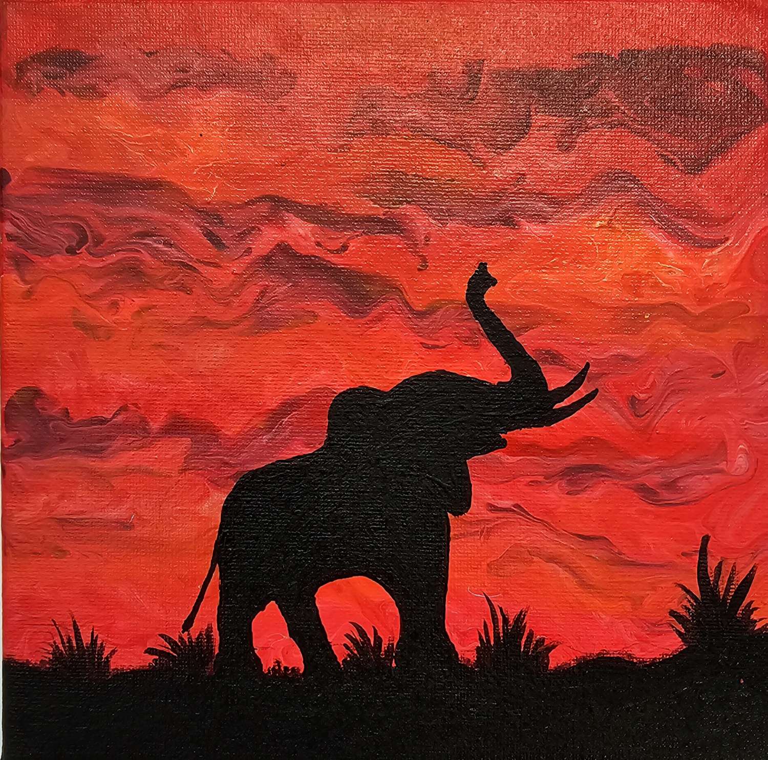 Fluid art silhouette elephant Fluid art silhouette elephant