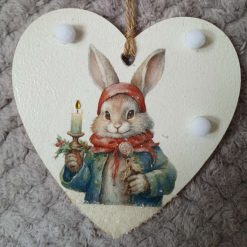 Wooden Bauble Hanging Decoration.  Christmas Snow Scene