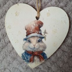 Wooden Bauble Hanging Decoration.  Christmas Snow Scene
