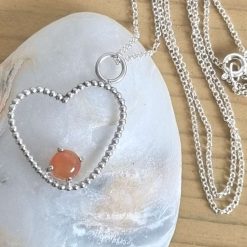 Beaded stirling heart pendant (Copy)