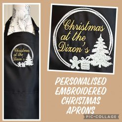 Personalised Embroidered Christmas Apron Circular Design
