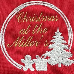 Personalised Embroidered Christmas Napkins Circular Tree Design 2