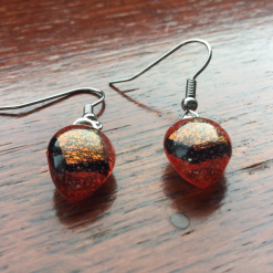 Pretty, orange dichroic, teardrop, quirky earrings. Vibrant, different earrings. 2 Pretty, orange dichroic, teardrop, quirky earrings. Vibrant, different earrings. 2