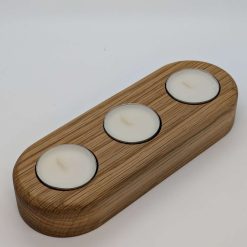 Oak Tea Light Holder, 3 tea light 2