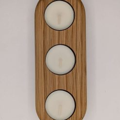 Oak Tea Light Holder, 3 tea light 3