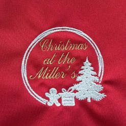 Personalised Embroidered Christmas Napkins Circular Tree Design 3