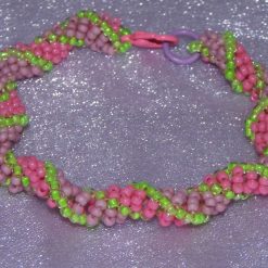 Candy Pink and Neon Green Minerva Spiral Bracelet