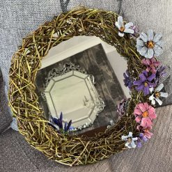 Willow and pinecone flower mirror