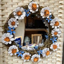 Willow and pinecone flower mirror