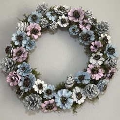 Pastel flower pinecone wreath