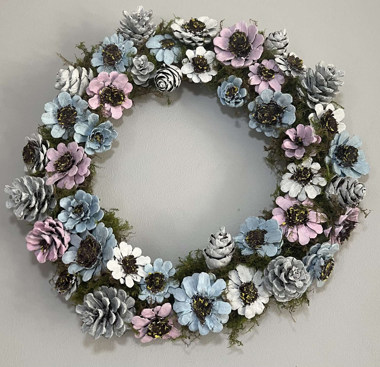 Pastel flower pinecone wreath Pastel flower pinecone wreath