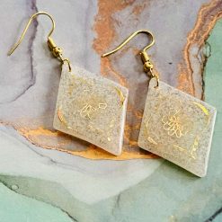 Gold plated Dimond shaped Resin Earrings 3