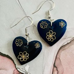 925 Deep Blue Heart shaped Earrings