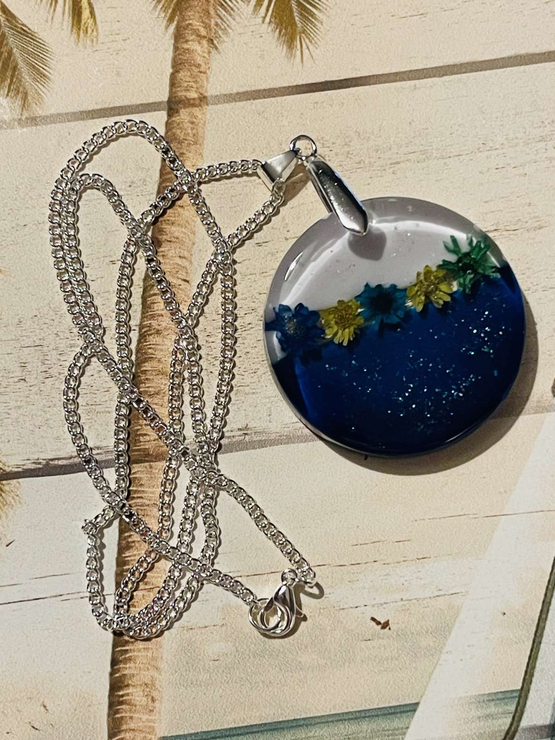 Resin Pendant on a 20" Silver Chain Resin Pendant on a 20" Silver Chain