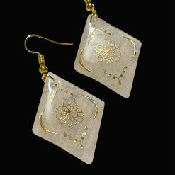 Gold plated Dimond shaped Resin Earrings 2
