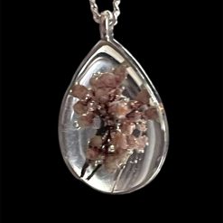 Oval Resin real dried flowers Pendant on a 20" Silver chain 2 Oval Resin real dried flowers Pendant on a 20" Silver chain 2