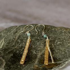 Gold and Silver Earrings With Amazonite