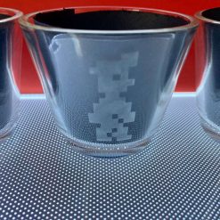 Glass Etched Tea-light Candle Holder  - Manic Miner