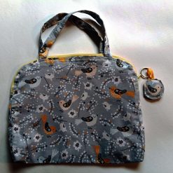 Bird print fabric bag