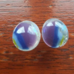 One of a kind, purple, blue, green and clear dichroic rainbow glass studs. 2 One of a kind, purple, blue, green and clear dichroic rainbow glass studs. 2