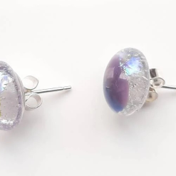 One of a kind, purple, blue, green and clear dichroic rainbow glass studs. 4 One of a kind, purple, blue, green and clear dichroic rainbow glass studs. 4