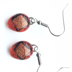 Pretty, orange dichroic, teardrop, quirky earrings. Vibrant, different earrings. 1 Pretty, orange dichroic, teardrop, quirky earrings. Vibrant, different earrings. 1