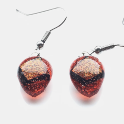 Pretty, orange dichroic, teardrop, quirky earrings. Vibrant, different earrings. 3 Pretty, orange dichroic, teardrop, quirky earrings. Vibrant, different earrings. 3