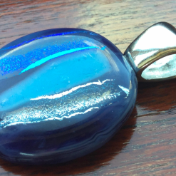 Beautiful, Blue Tones, Dichroic, Fused glass pendant. Aesthetic necklace. Succulent Necklace. 2