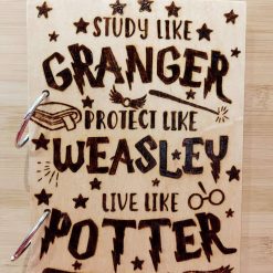 Harry Potter style wooden notebook with freehand pyrography