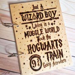 Harry Potter style wooden notebook with freehand pyrography 2