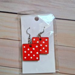 Earrings with Pyrography and Painted designs (Square) 1 Earrings with Pyrography and Painted designs (Square) 1