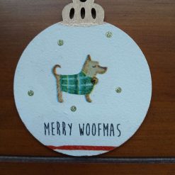 Wooden Bauble Hanging Decoration.  Christmas Dog