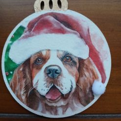 Wooden Bauble Hanging Decoration.  Christmas Dog