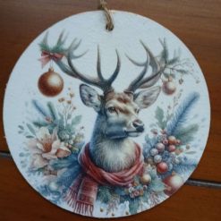 Wooden Hanging Decoration.  Christmas Deer/Stag