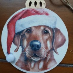 Wooden Bauble Hanging Decoration.  Christmas Dog