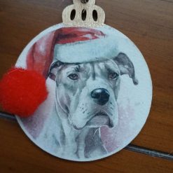 Wooden Bauble Hanging Decoration.  Christmas Dog