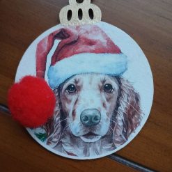 Wooden Bauble Hanging Decoration.  Christmas Dog