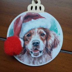 Wooden Bauble Hanging Decoration.  Christmas Dog