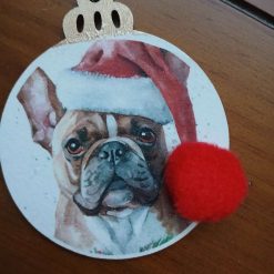 Wooden Bauble Hanging Decoration.  Christmas Dog