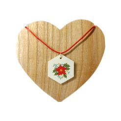 Wood Poinsettia Necklace