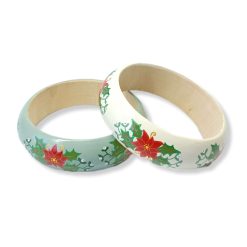 Wood bangle - Poinsettia design