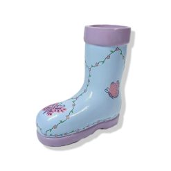 Ceramic Welly boot Planter - Butterfly & forget me not design
