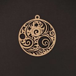 round wooden tree decoration -Swirl #5