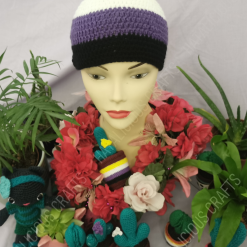 Non-Binary Flag crochet beanie hat - medium
