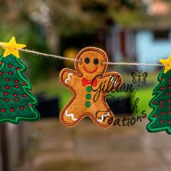 Bunting Christmas Gingerbread & Tree Bunting, decoration. 5 piece garland..