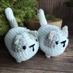 Crochet loaf cat Grey -White 1 Crochet loaf cat Grey -White 1