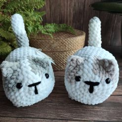 Crochet loaf cat Grey -White 2 Crochet loaf cat Grey -White 2