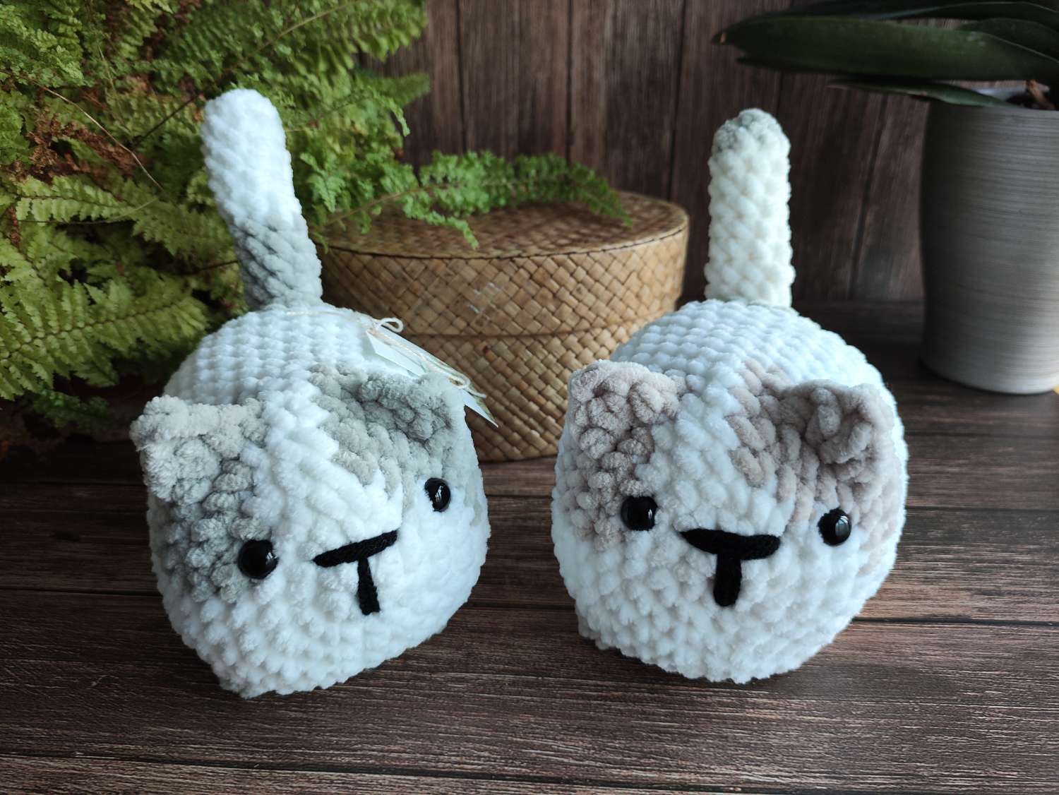 Crochet loaf cat Grey -White Crochet loaf cat Grey -White