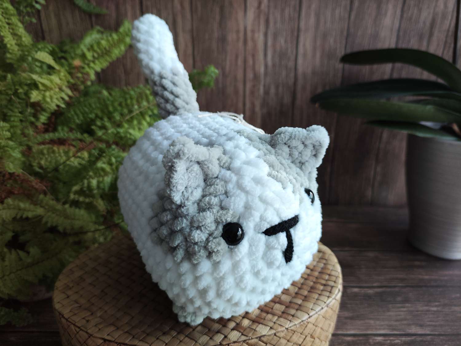 Crochet loaf cat Grey -White Crochet loaf cat Grey -White