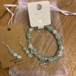 Green glass bracelet &earrings set